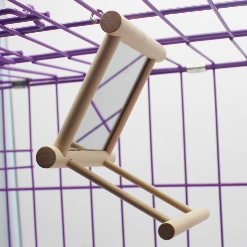 Woodworking Zone - Wood Wood Bird Cage Perch Mirror
