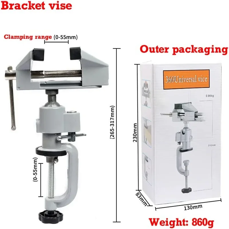 Woodworking Bench Vise - Multifunctional Aluminum Alloy Rotary Bench Vise