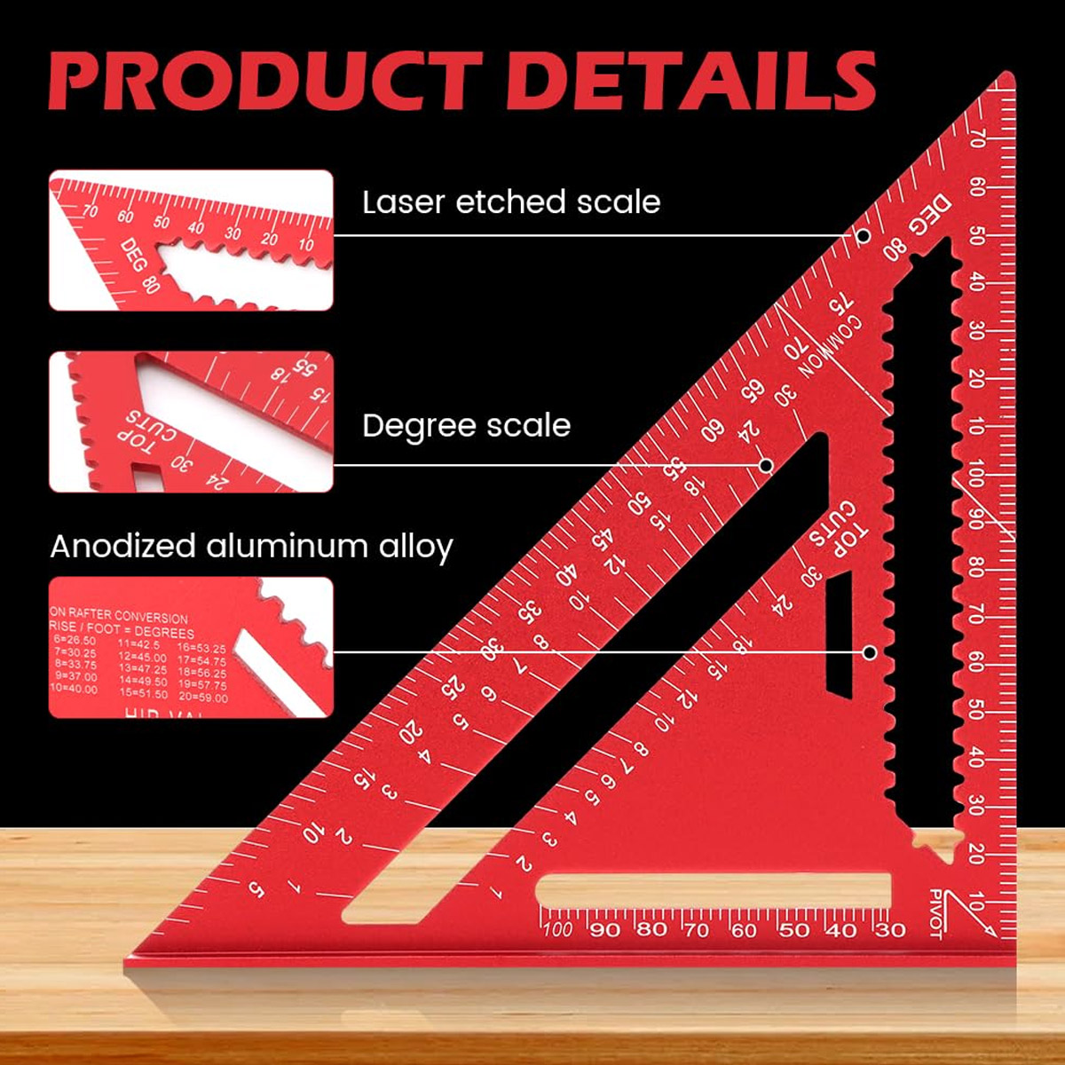 Aluminum Alloy Speed Square Hi - Woodworking Product recension och pris