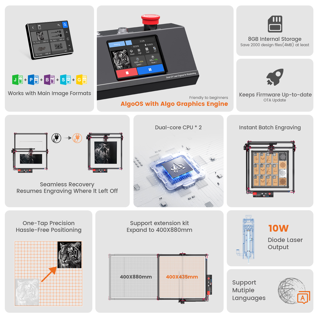 AlgoLaser DIY KIT MK2 10W Lase - Woodworking Logo recension och pris